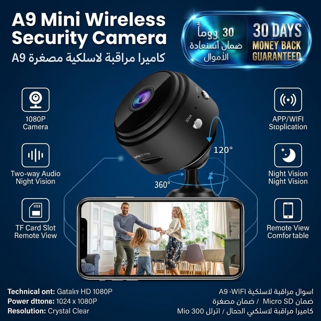A9 Mini Wireless Security Camera كاميرا مراقبة لاسلكية صغيرة A9