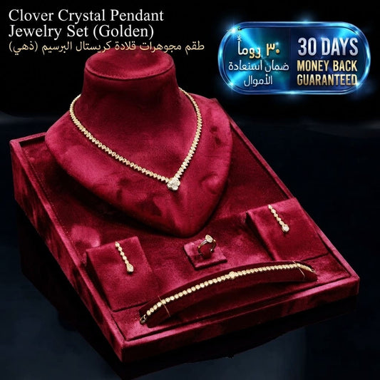 Clover Crystal Pendant Jewelry Set