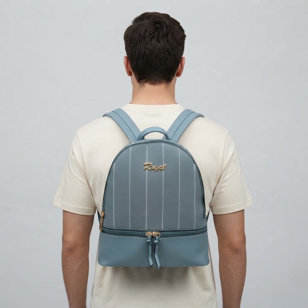 Royal Striped Backpack حقيبة ظهر مخططة فاخرة