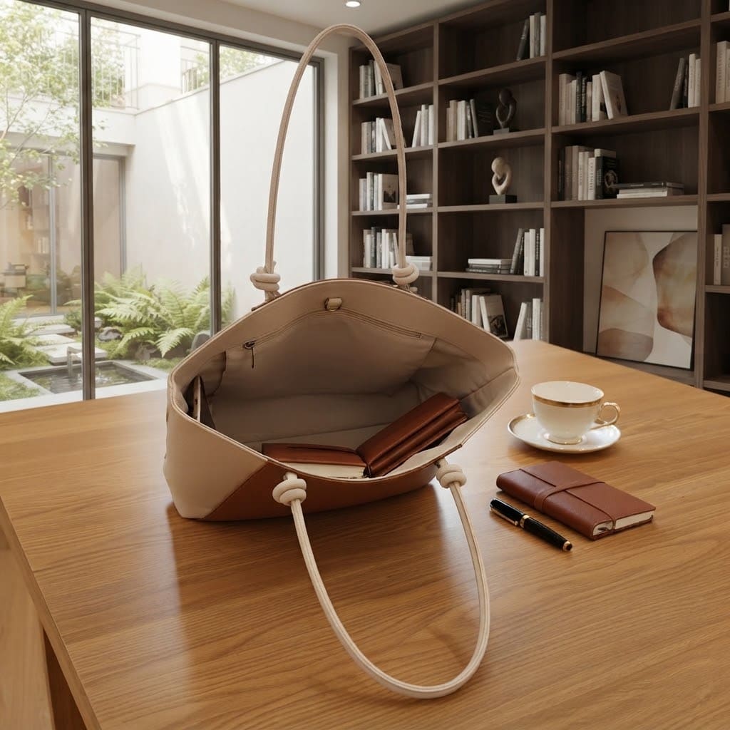 Two-Tone Elegant Tote Handbag