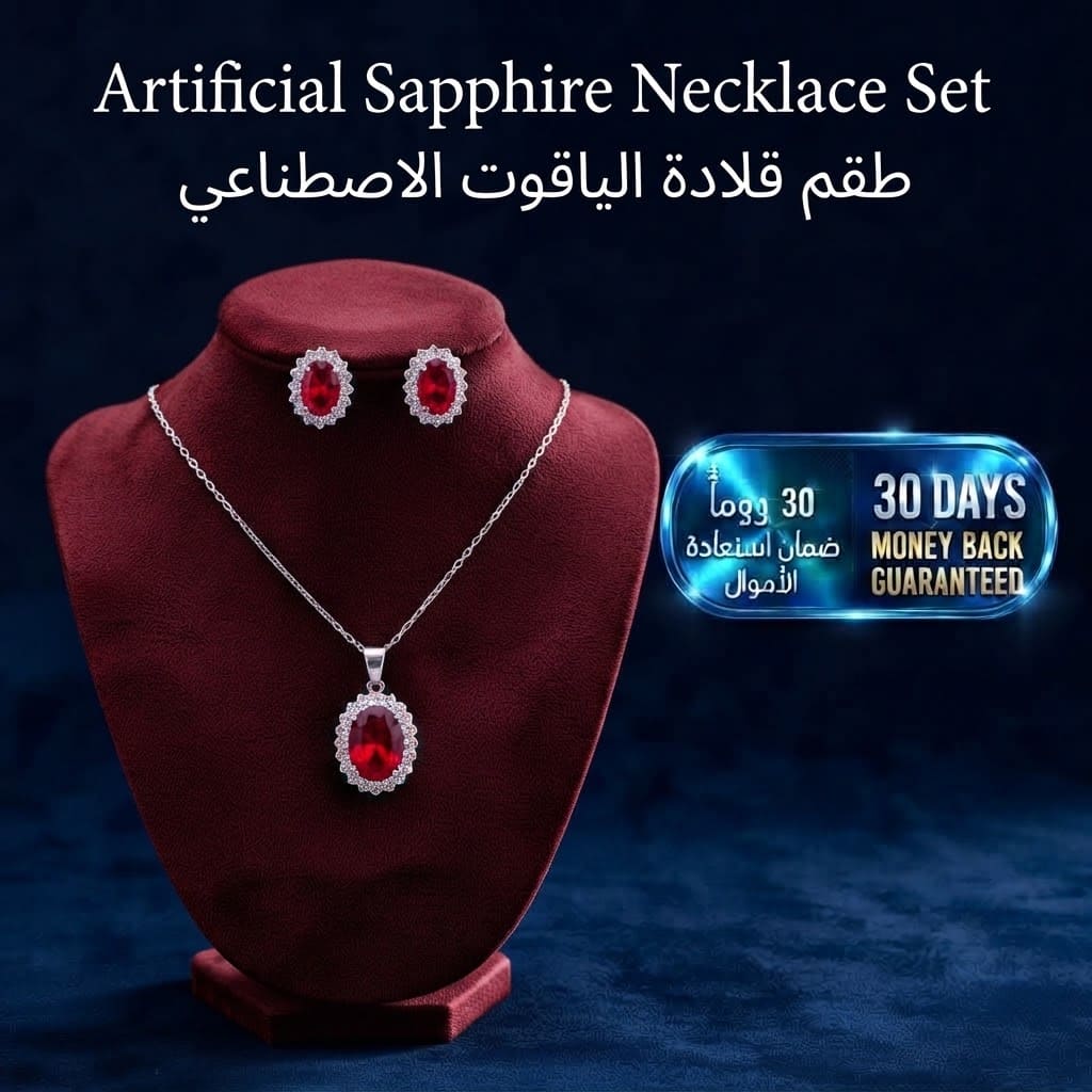 Artificial Sapphire Necklace Set  طقم عقد الياقوت الصناعي