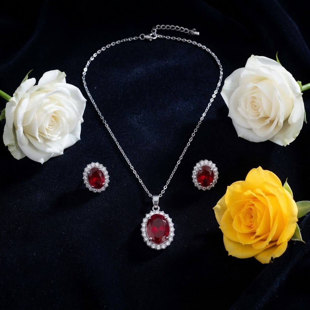 Artificial Sapphire Necklace Set  طقم عقد الياقوت الصناعي