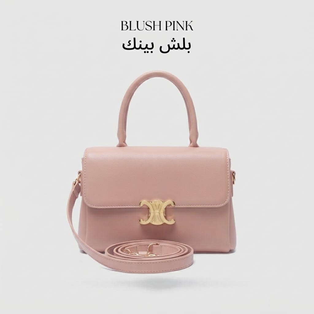 Gold Emblem Flap Satchel Bag حقيبة كتف ذهبية بشعار وإغلاق أمامي
