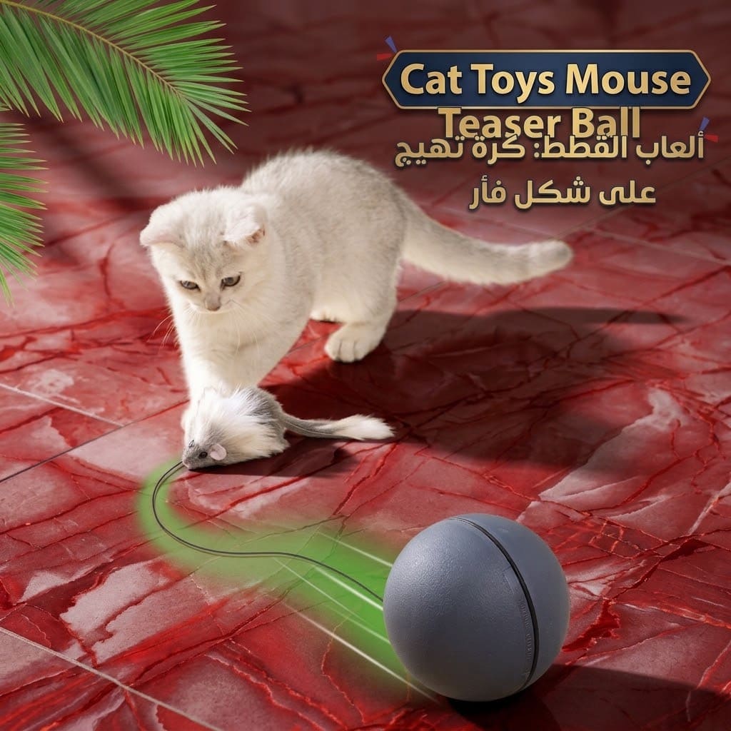 Cat Toys Mouse Teaser Ball   ألعاب قطط تفاعلية – لعبة الفأر والكرة