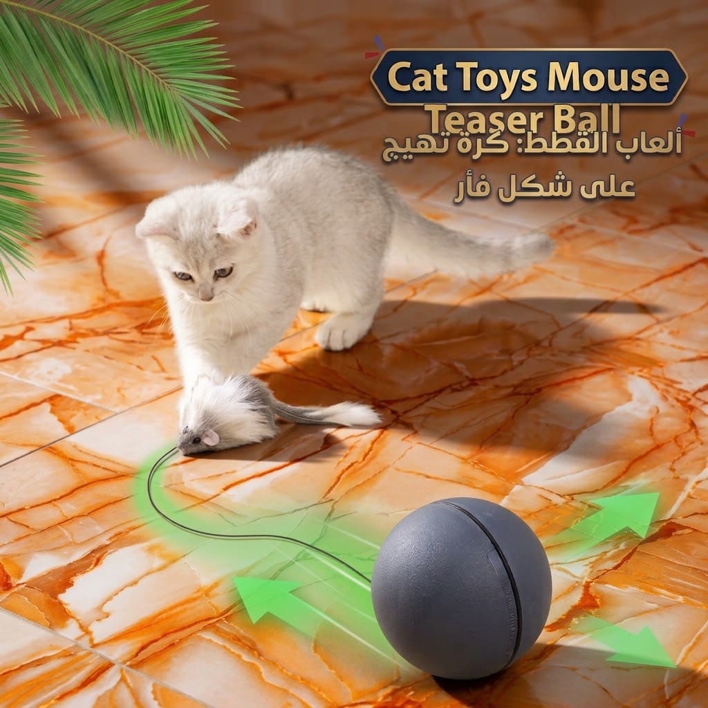 Cat Toys Mouse Teaser Ball   ألعاب قطط تفاعلية – لعبة الفأر والكرة