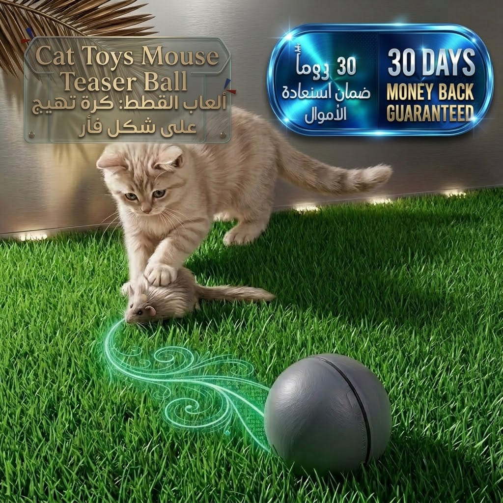 Cat Toys Mouse Teaser Ball   ألعاب قطط تفاعلية – لعبة الفأر والكرة