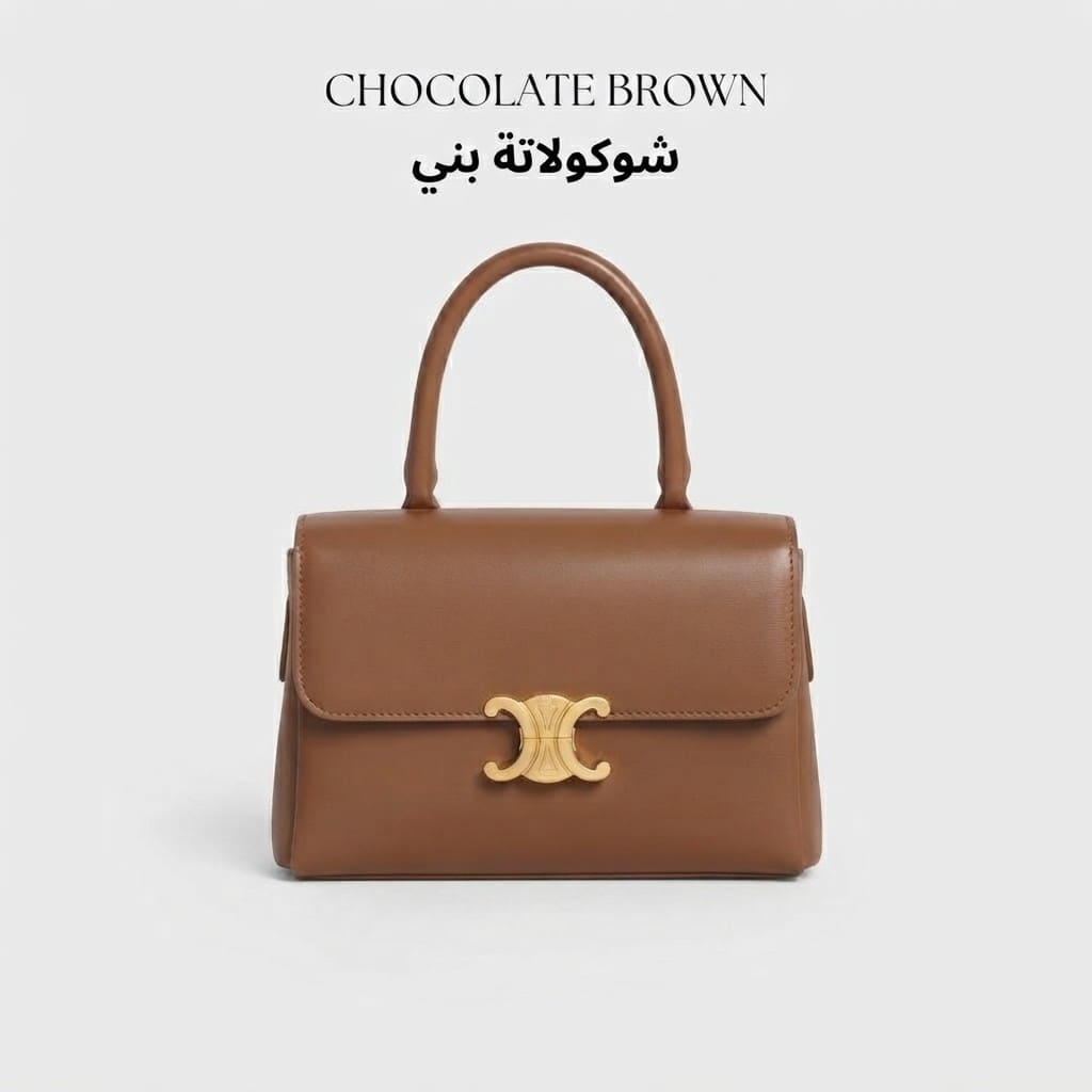 Gold Emblem Flap Satchel Bag حقيبة كتف ذهبية بشعار وإغلاق أمامي