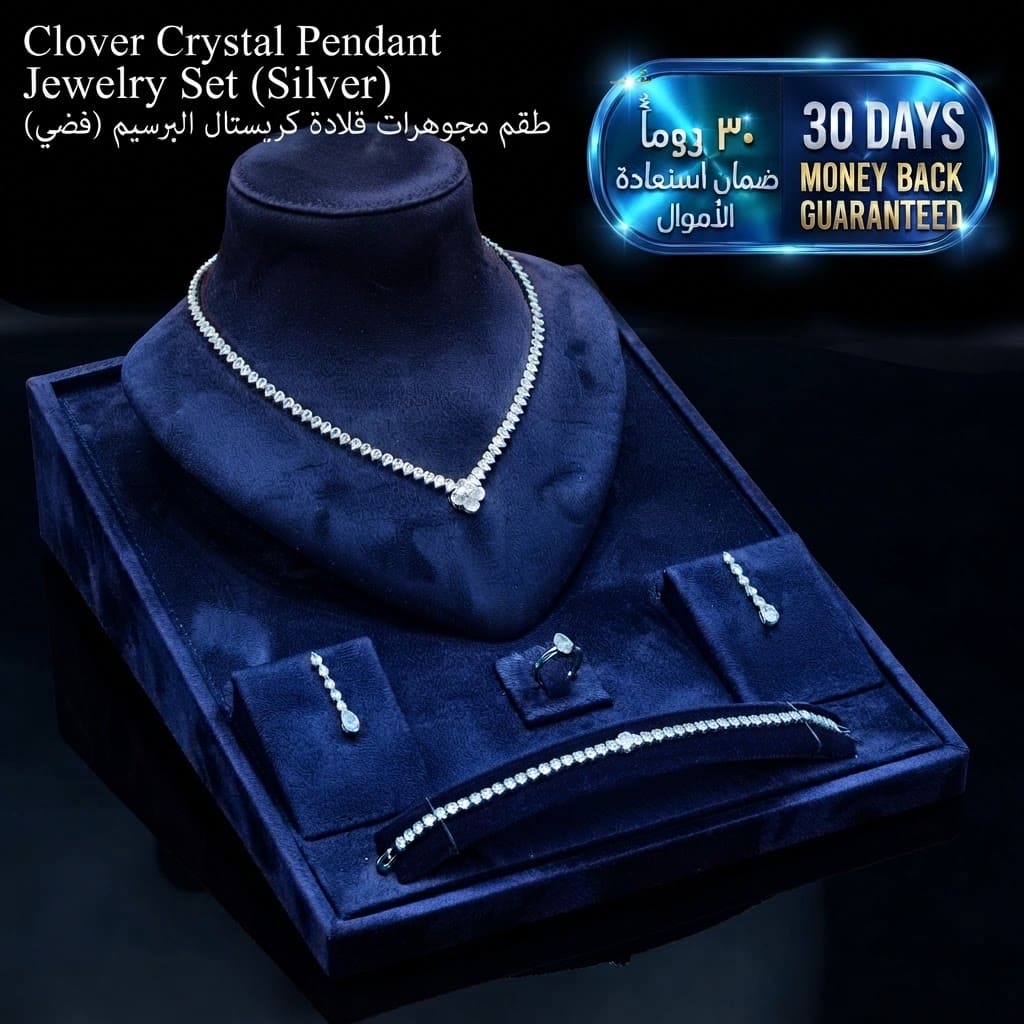 Clover Crystal Pendant Jewelry Set