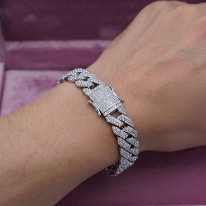 Crystal Cuban Chain Bracelet Set طقم سوار سلسلة كوبان كريستال