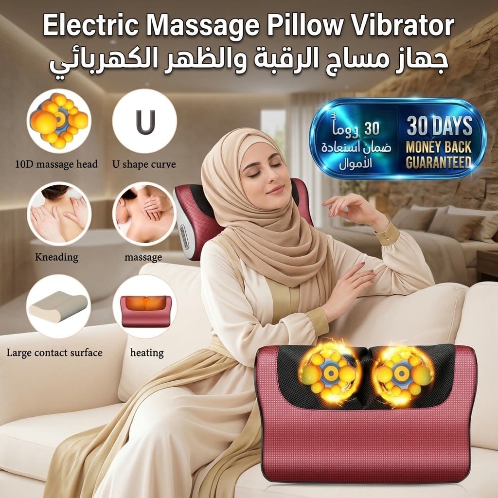 Electric Massage Pillow Vibrator وسادة تدليك كهربائية بالاهتزاز