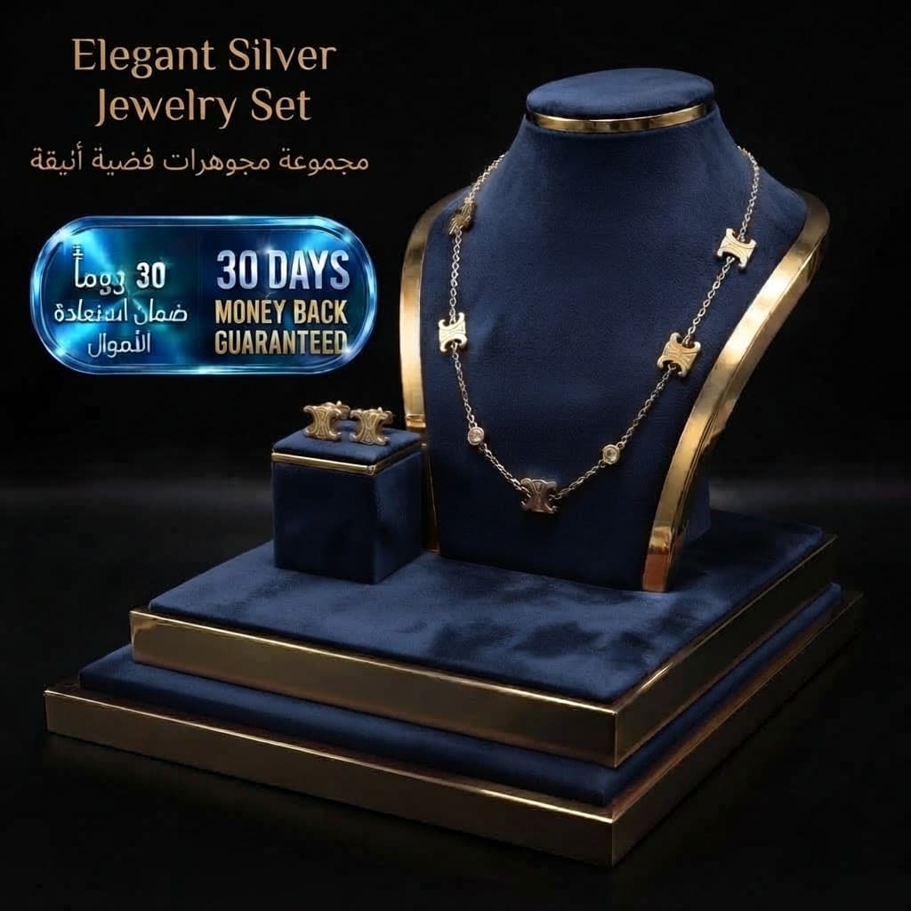 Elegant Silver Jewelry Set طقم مجوهرات فضي أنيق