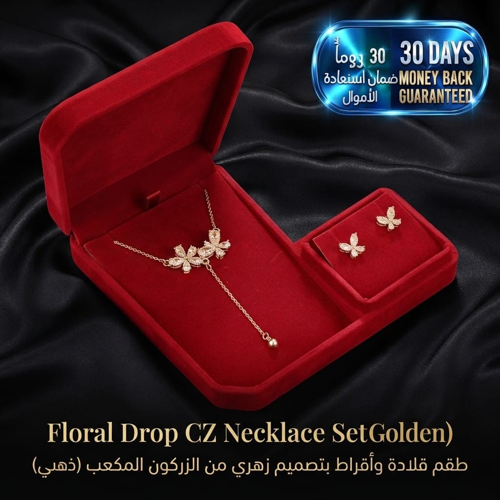 Floral Drop CZ Necklace Set