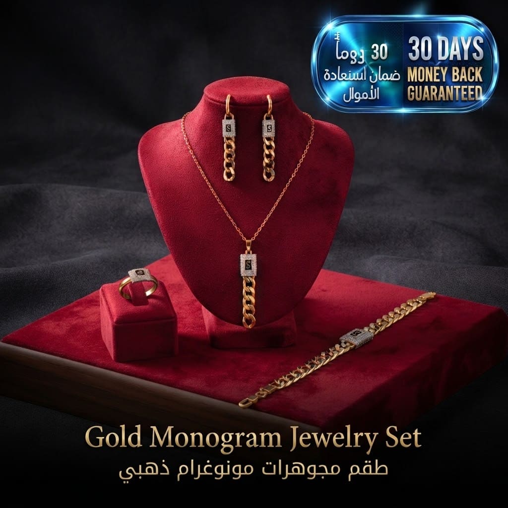 Gold Monogram Jewelry Set