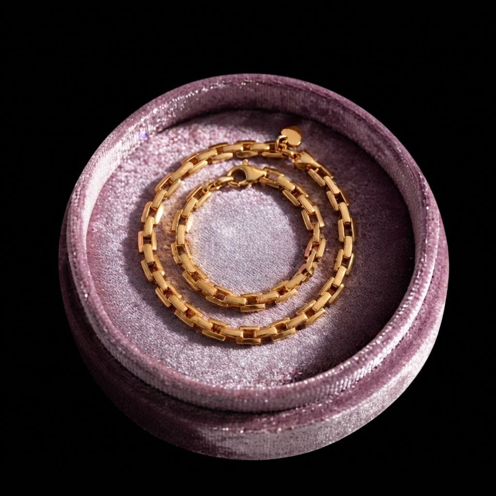 Artificial Gold Brick Link Bracelet سوار سلسلة طوب ذهبية صناعية