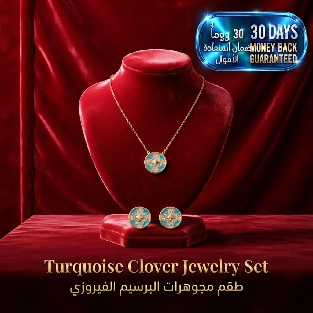 Turquoise Clover Jewelry Set طقم مجوهرات البرسيم الفيروزي