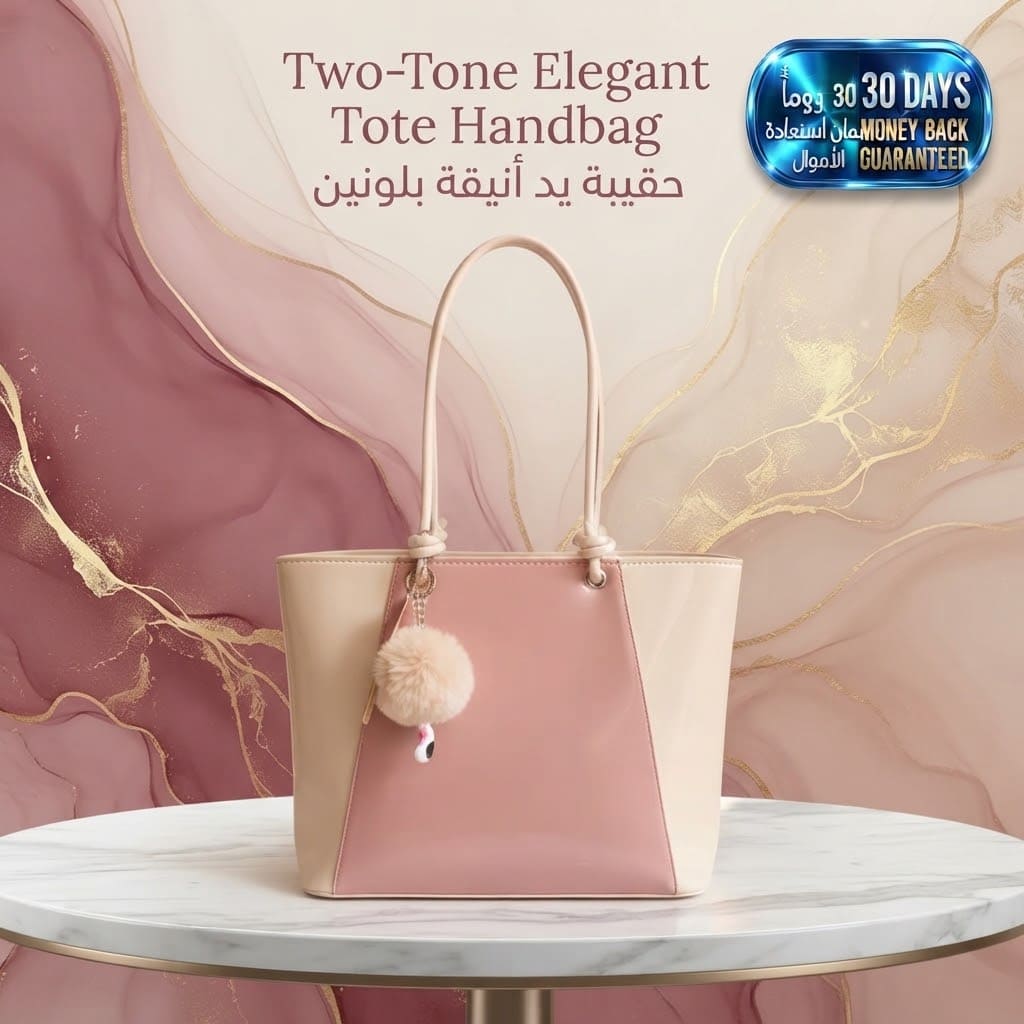Two-Tone Elegant Tote Handbag