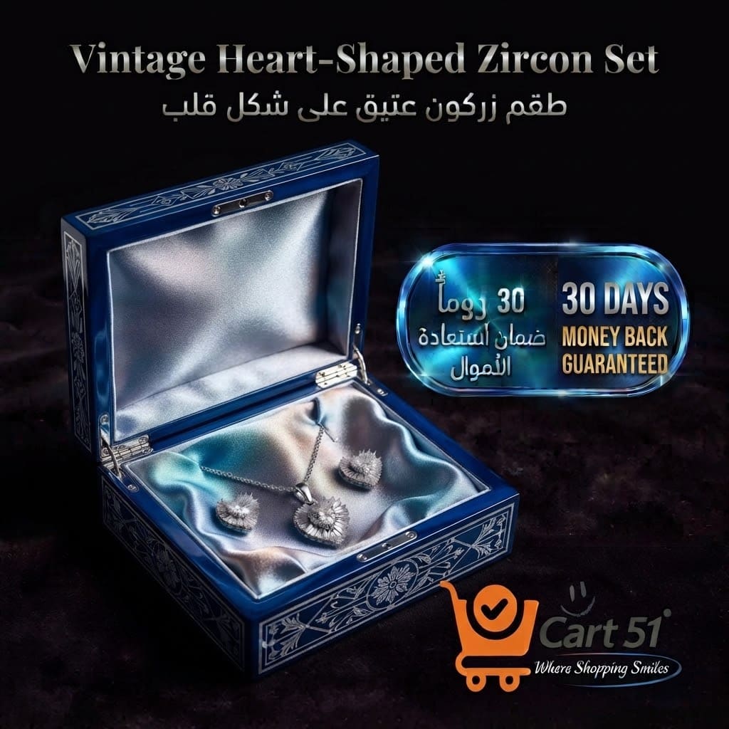 Vintage Heart-Shaped Artificial Zircon Set طقم زركون صناعي على شكل قلب عتيق