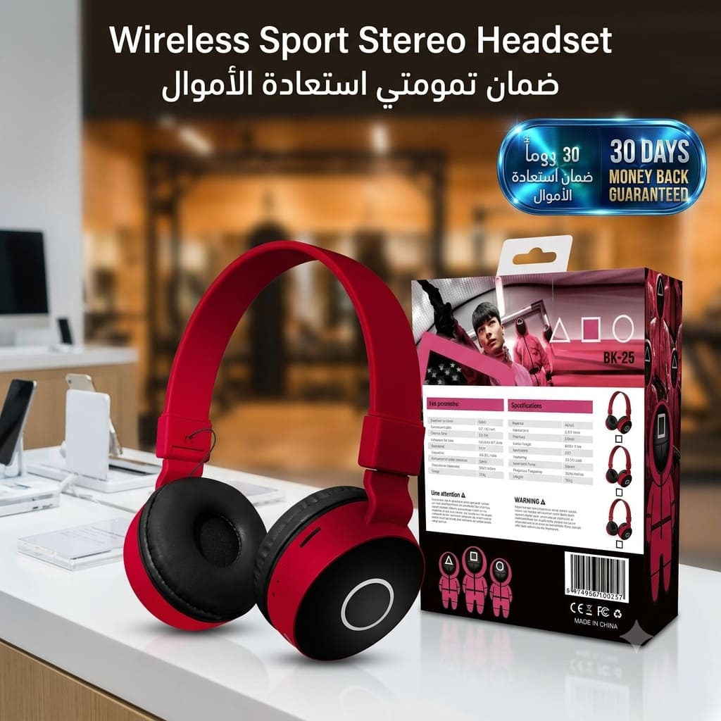 Wireless Sports Stereo Headset | سماعة رأس ستيريو لاسلكية رياضية