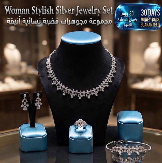 Woman Stylish Silver Jewelry Set