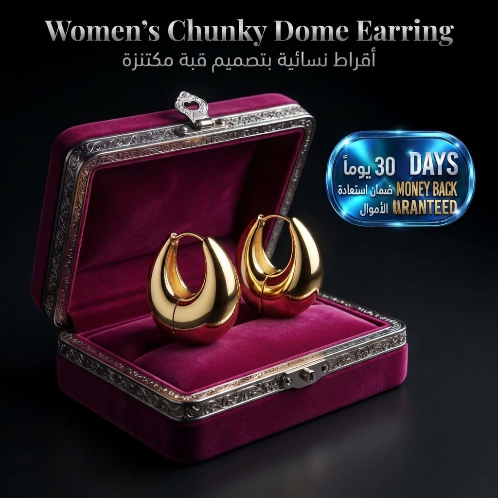 Women's Chunky Dome Earring أقراط نسائية دائرية سميكة