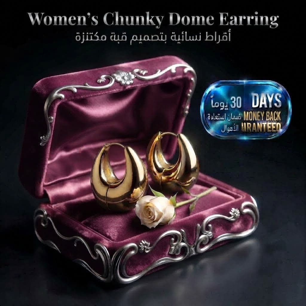 Women's Chunky Dome Earring أقراط نسائية دائرية سميكة